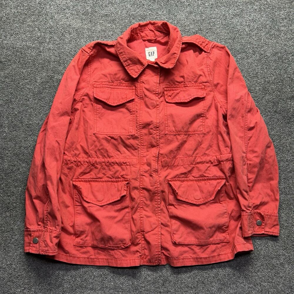 Gap M65 Military Utility Jacket Womens Medium Pink Snap Front Field Coat M